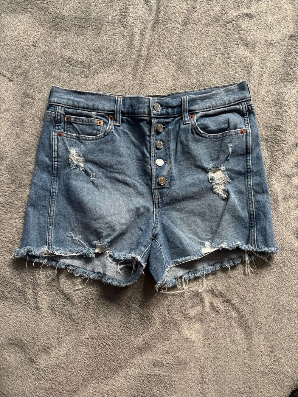 Gap Denim Womens Blue Distressed Button Fly Cut Off Jean Shorts 10/30 3.5 Inseam